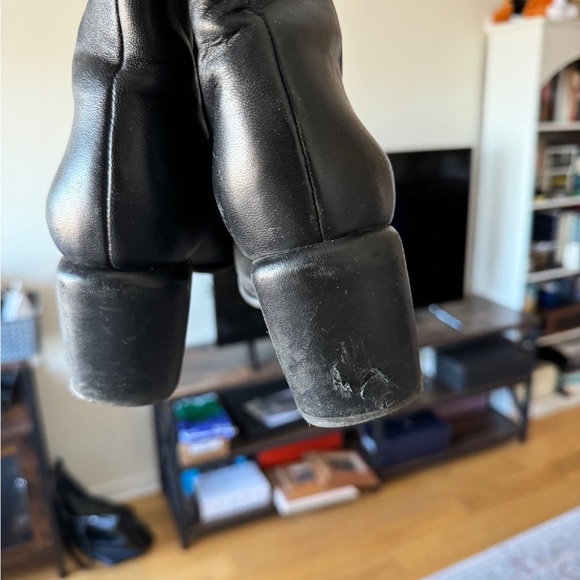 Vince maggie black leather knee high block heel boot- wide calf - Picture 3 of 9